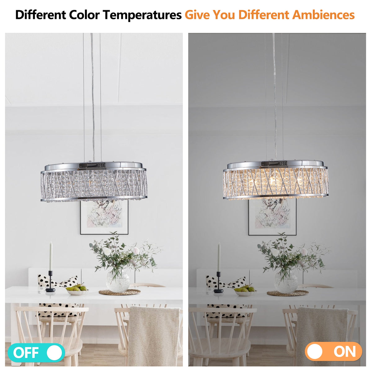 Modern Crystal Chandelier with Crystal Accents - 19 Inch