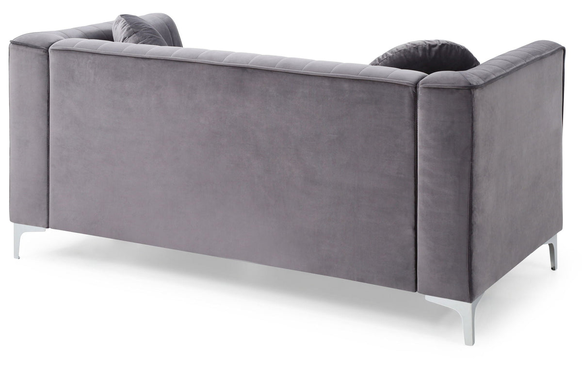 Glam Styled Micro Suede Loveseat with Channel Quilting - Multiple Colors