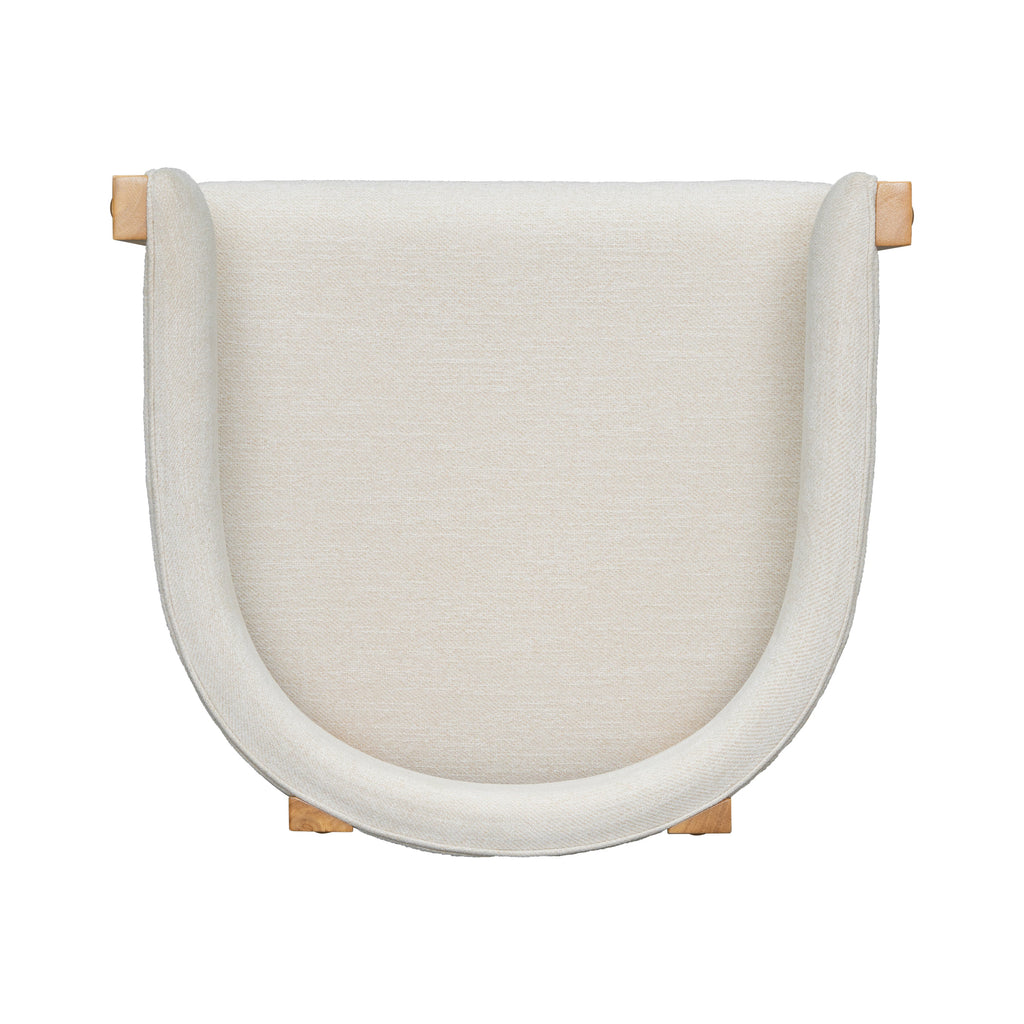 Counter Stool Set of 2 with Curved Solid Wood Backrest - Beige