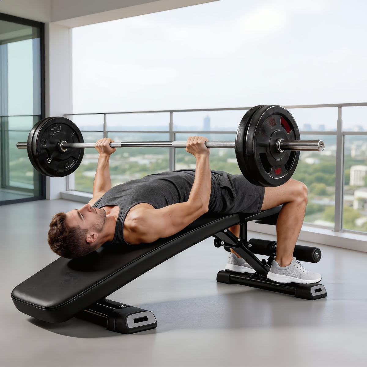 Adjustable Weight Bench with Resistance Bands - Steel Frame