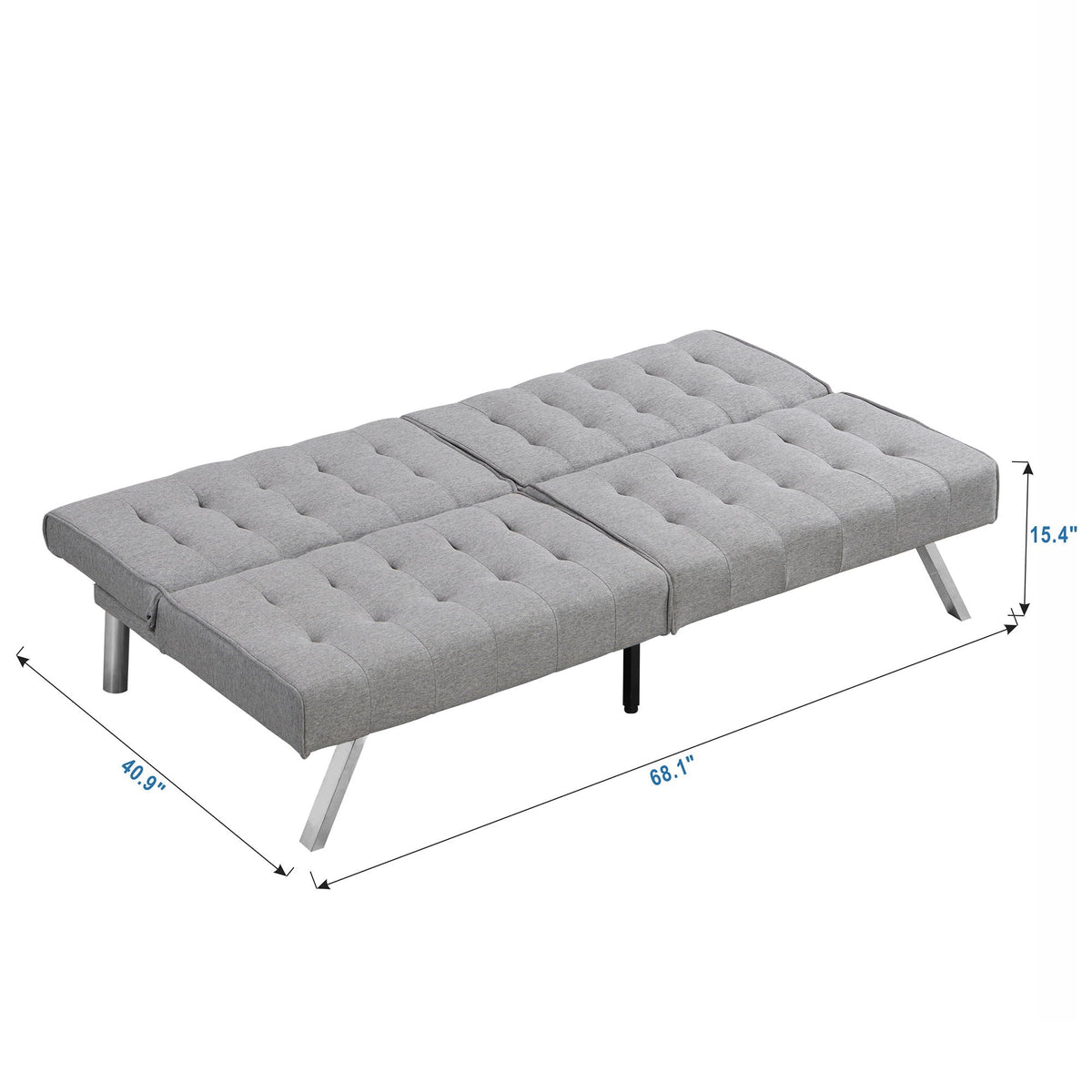 Modern Sofa Bed with Wood Frame and Stainless Legs - Multiple Colors
