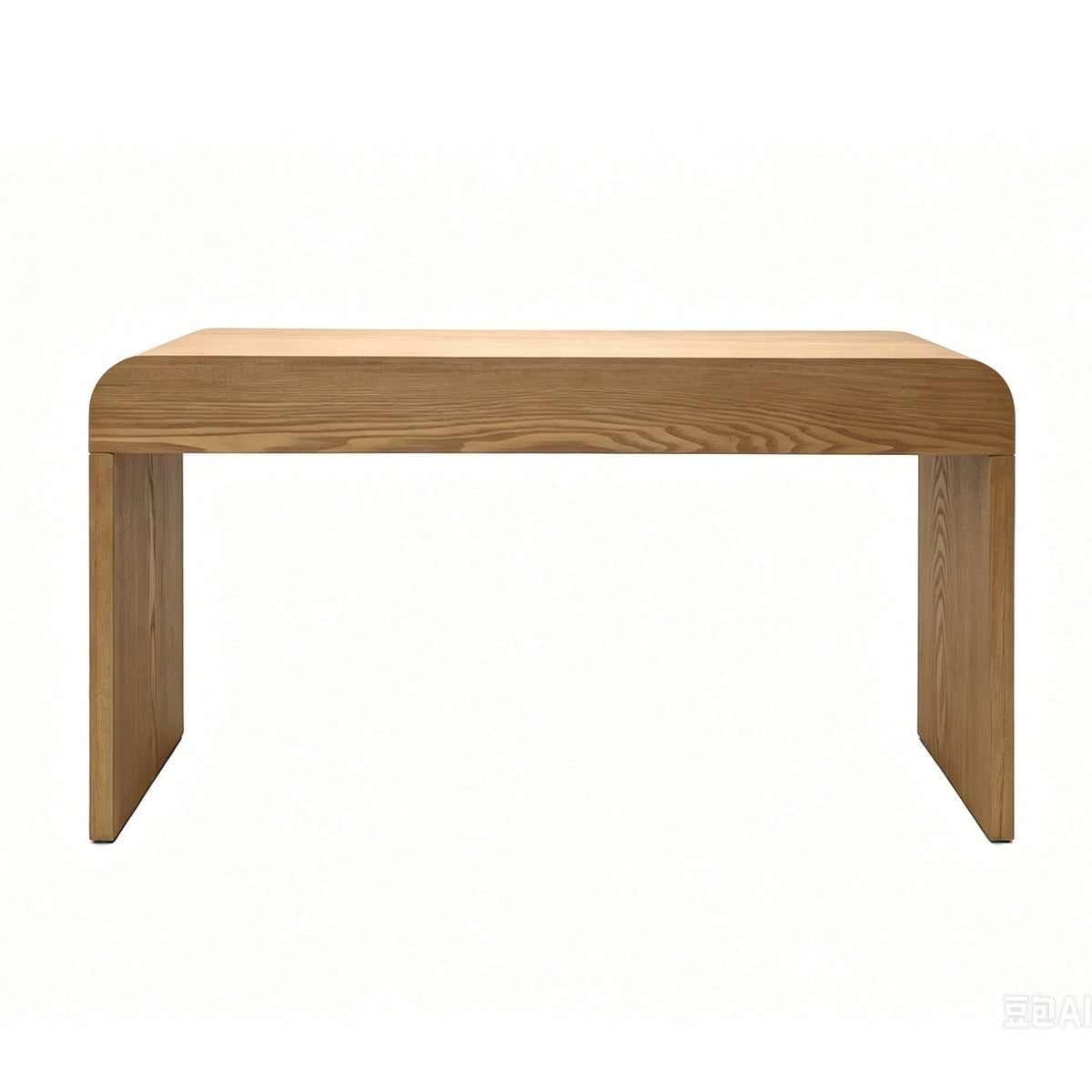 Walnut Curved Design 3-Drawer Long Console Table with Ample Storage - Walnut