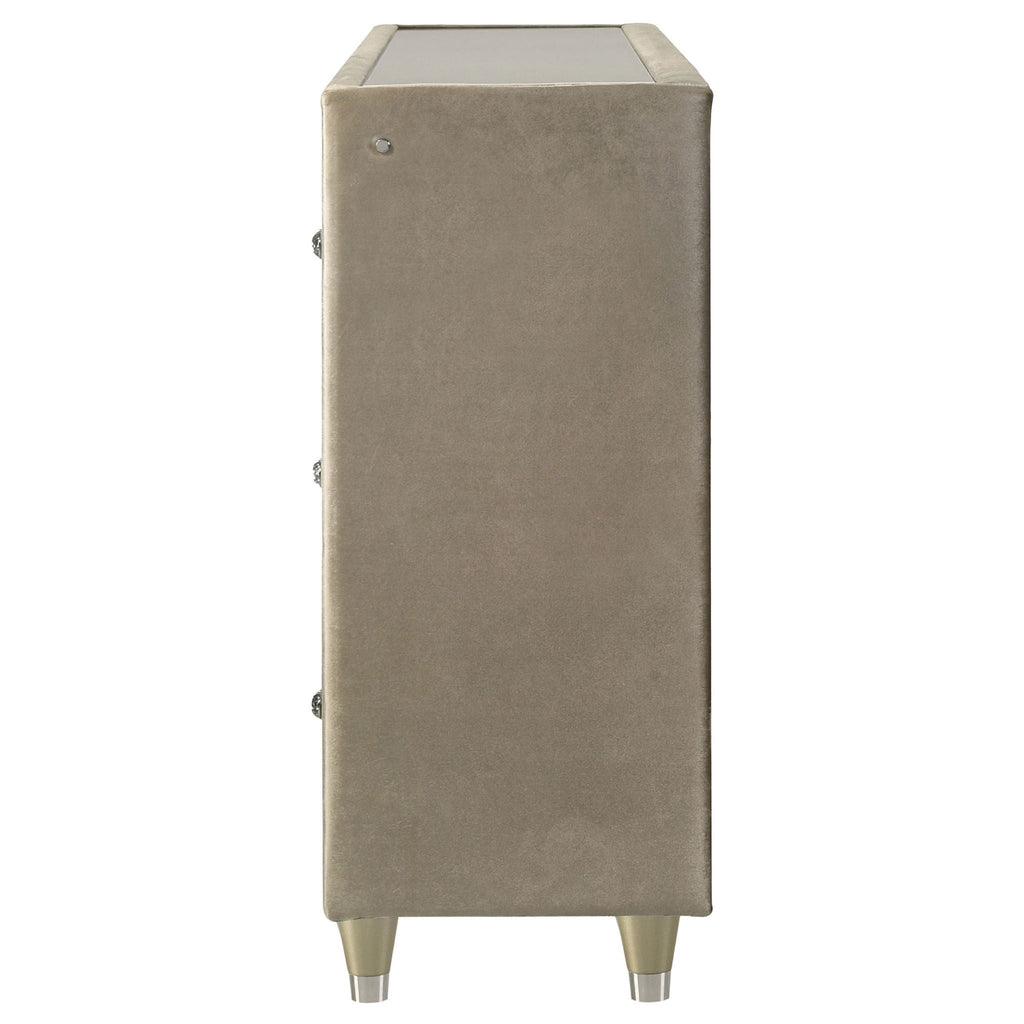 Lorient 8-drawer LED Bedroom Flame Box Dresser Ivory Camel