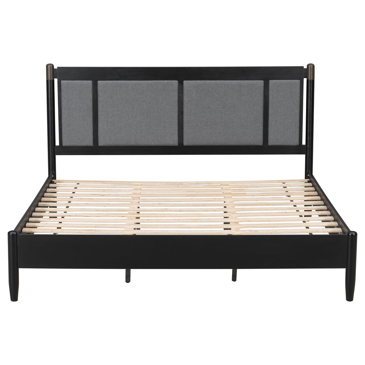 Solid Wood King Bed Frame with Heavy Duty Support - Black/Dark Grey or Grey/Light Grey