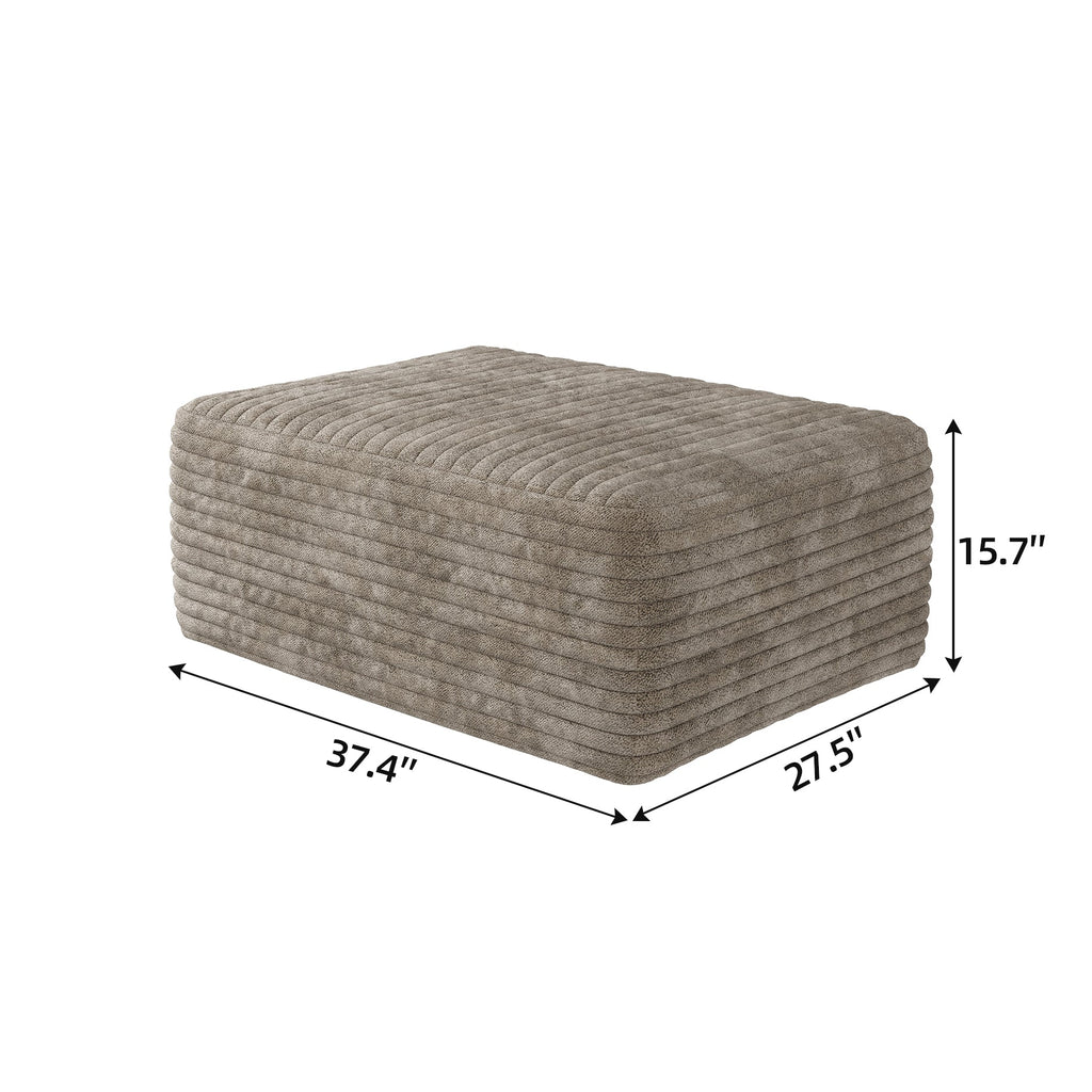 Camel Plush Corduroy Sofa Ottoman with No Assembly Required – 39.4" W