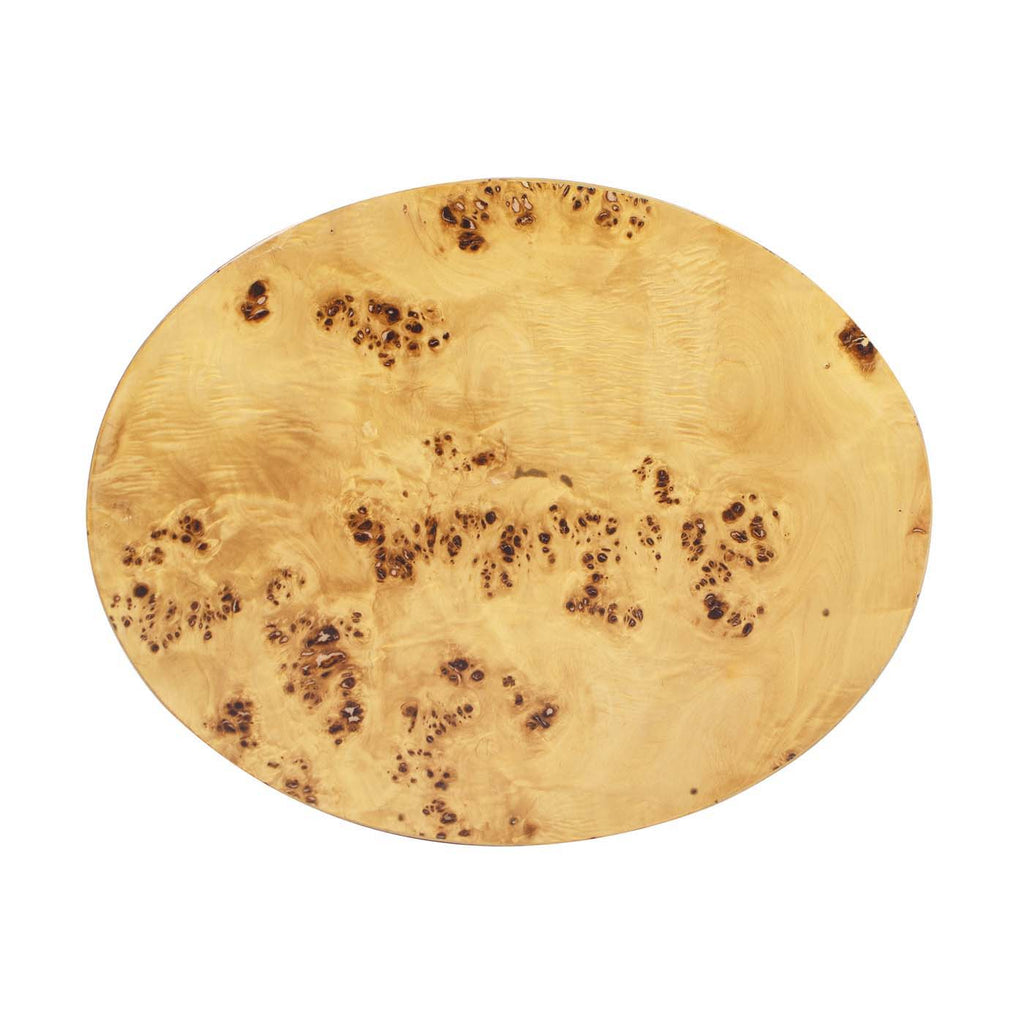 Accent Oval Pillar Side Table with Burl Wood Veneer - Light or Dark Brown