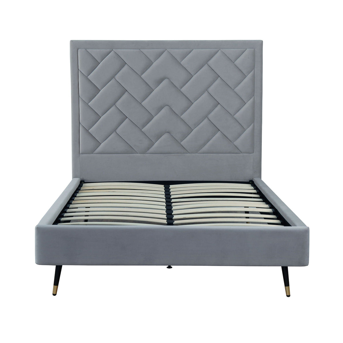 Upholstered Bed with Headboard and Slats - Multiple Colors