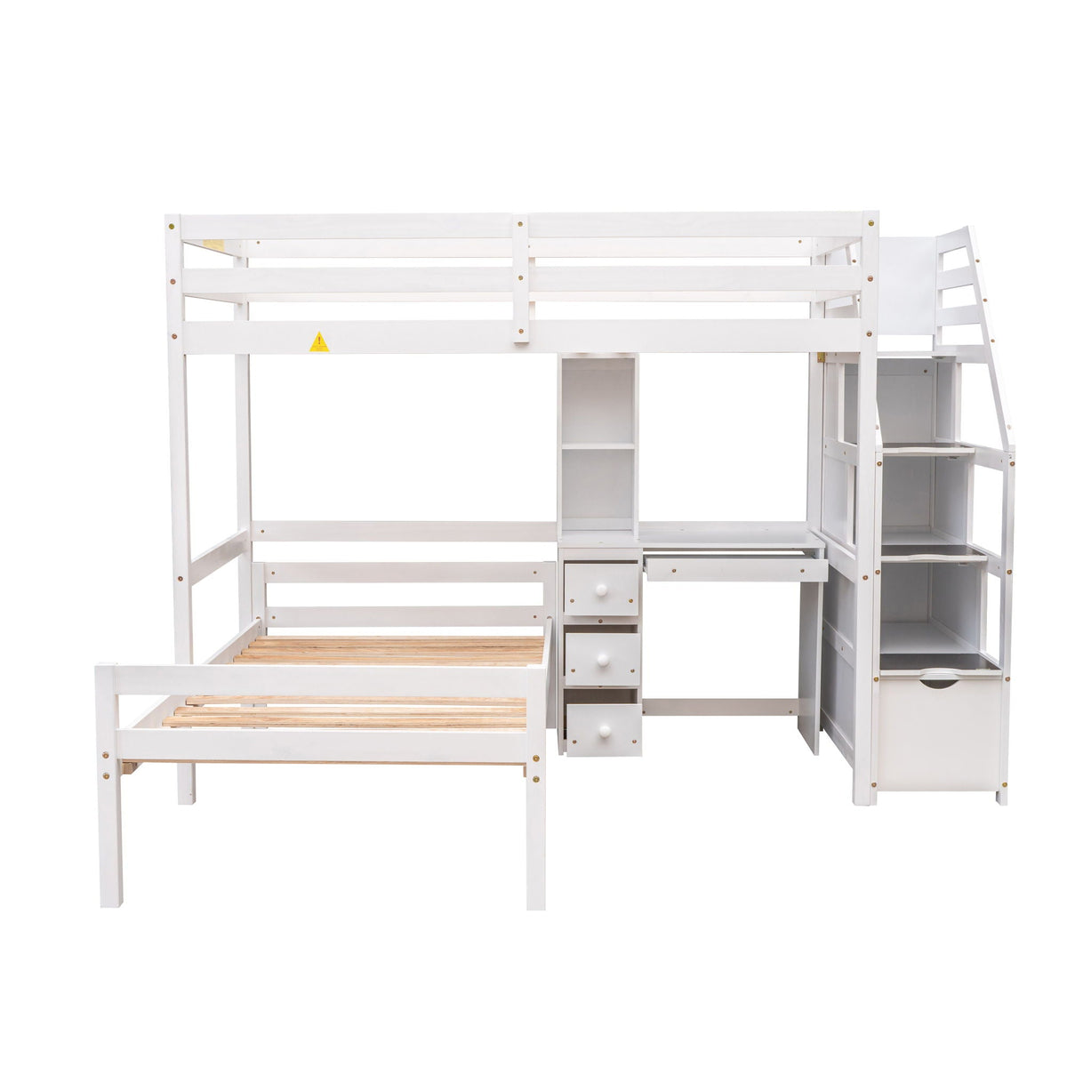 Storage Loft Bed with Stand Alone Bed and Desk - Twin Size