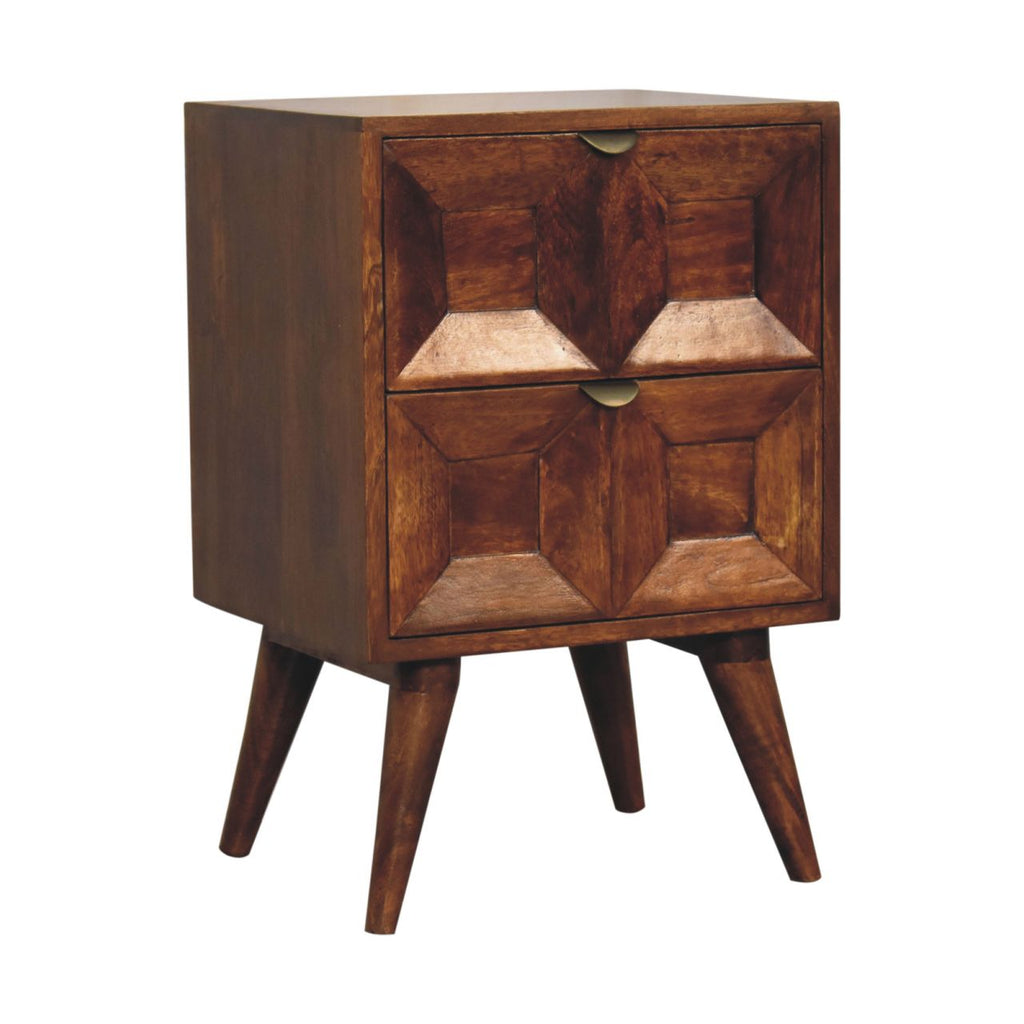 Solid Wood Quad Nightstand with 2 Drawers - Warm Finish