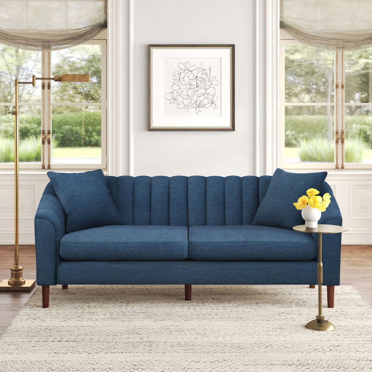 Contemporary 3 Seater Sofa with Button Tufted Accents - Dark Green or Beige
