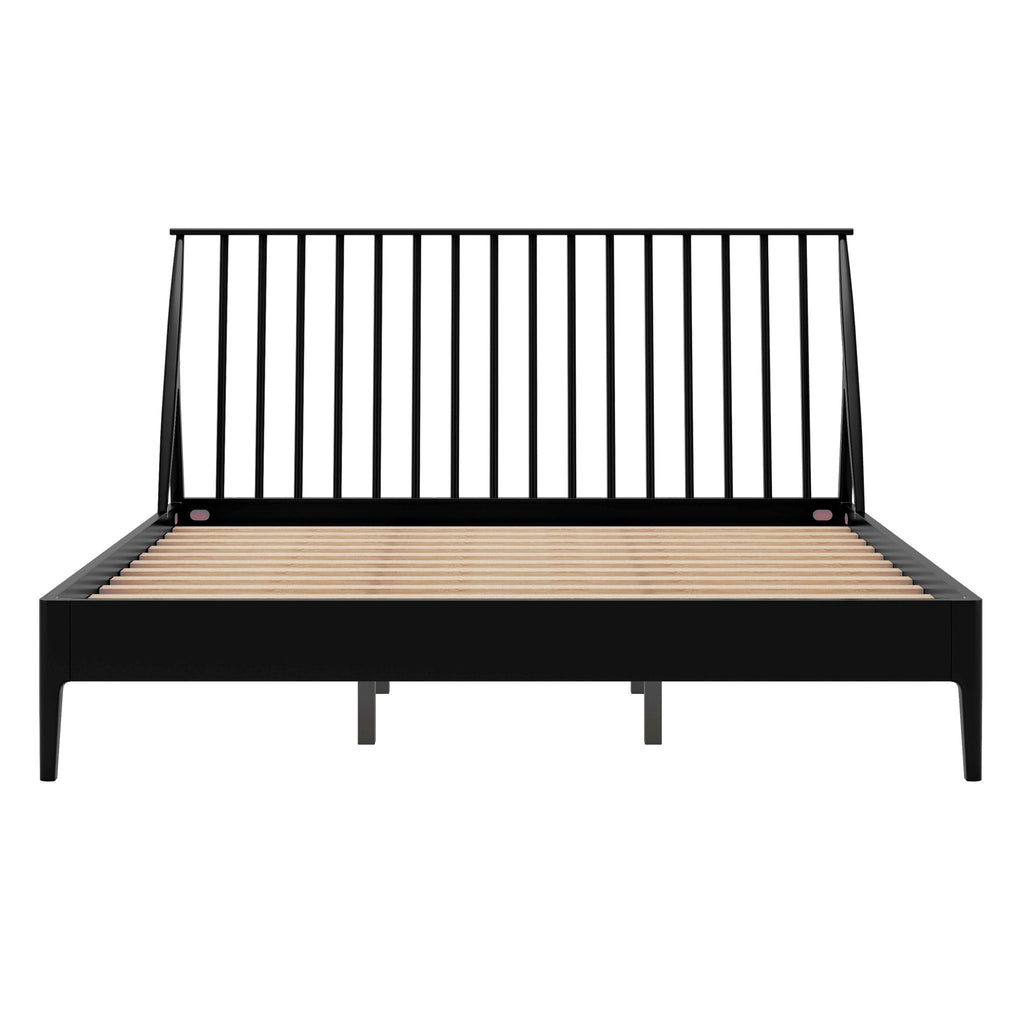 Bohemian Platform Bed with Tall Headboard - Dark Brown or Black