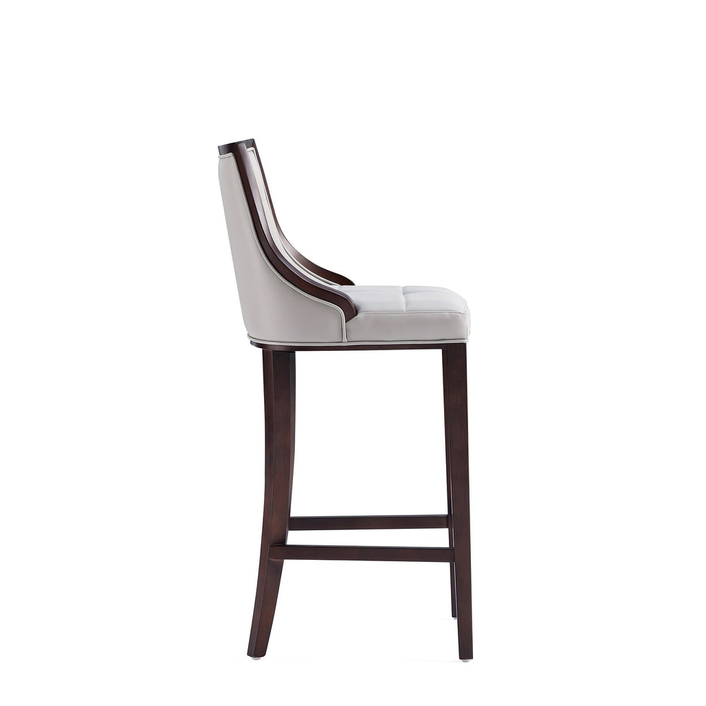 White Bar Height Stool with Solid Wood Frame - Traditional Design