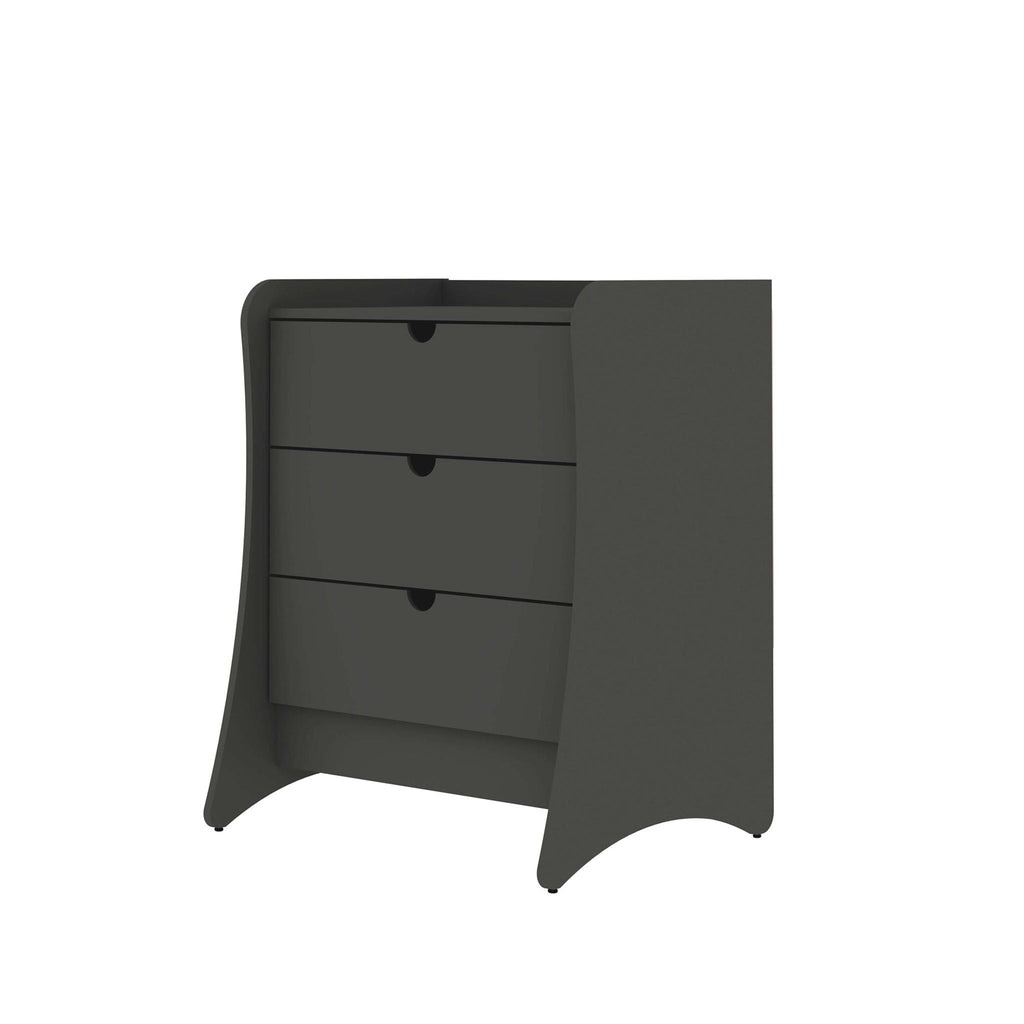 Nightstand with 3 Drawers and Quiet Glide - White or Dark Gray