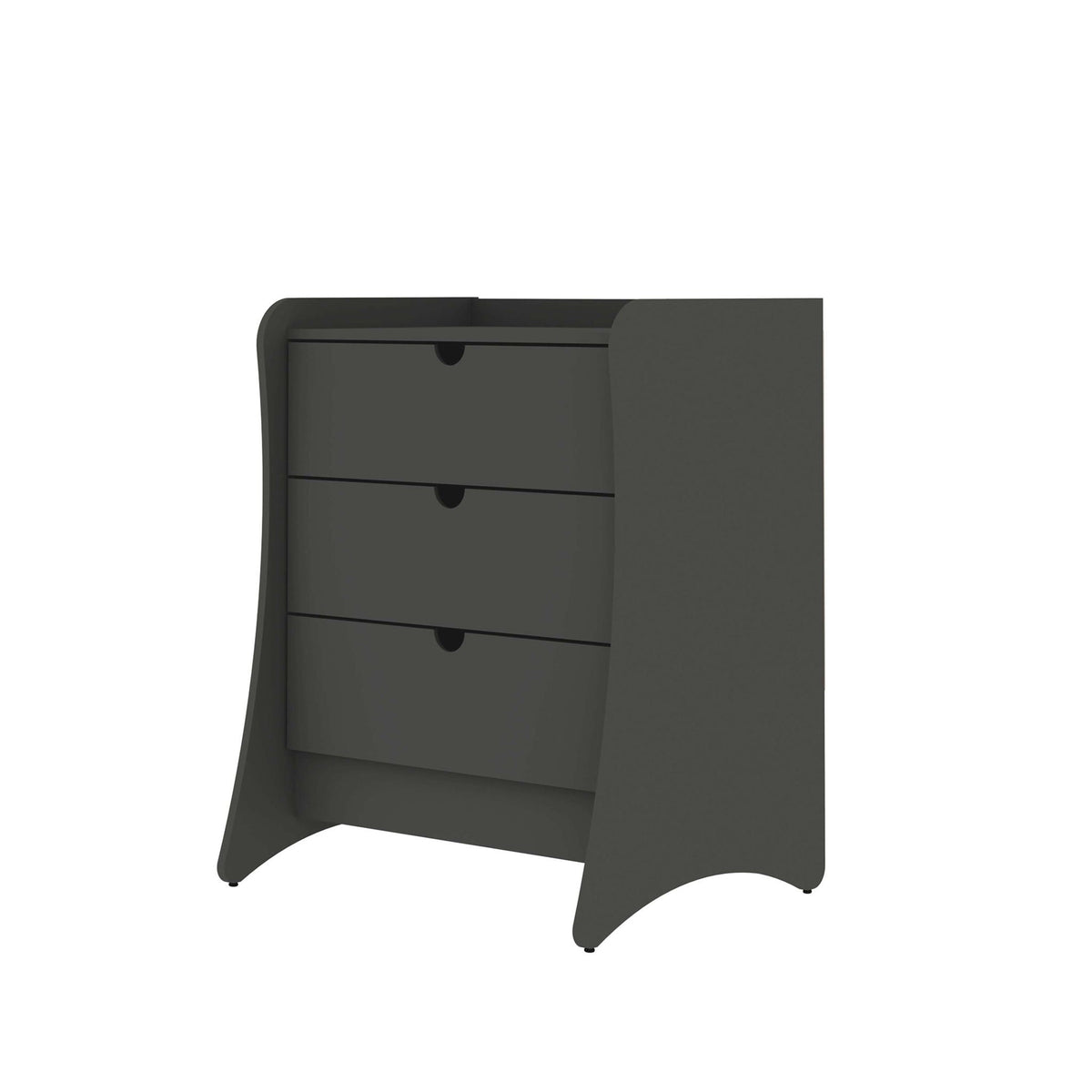 Nightstand with 3 Drawers and Quiet Glide - White or Dark Gray