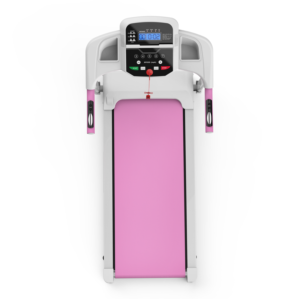 Foldable Treadmill with 2.5HP Motor - White+Pink