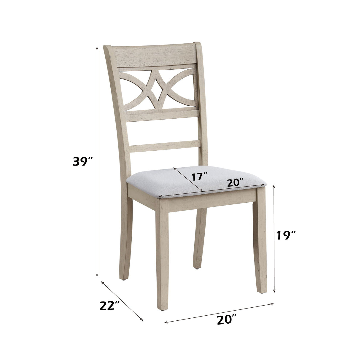 7 Piece Dining Room Set with Cross Back Chairs - Antique White & Light Oak
