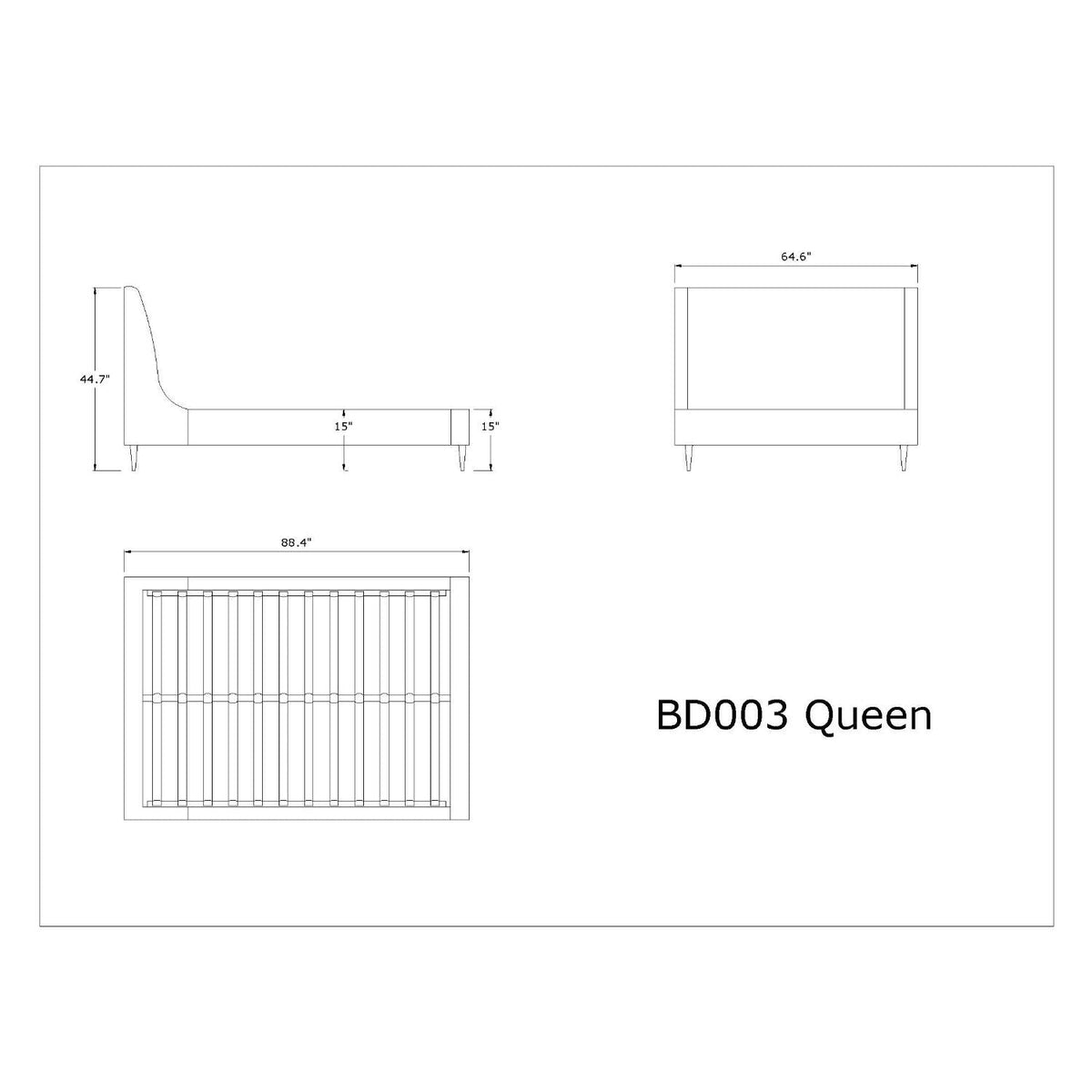 Heather Upholstered Bed with Curved Headboard - Multiple Colors