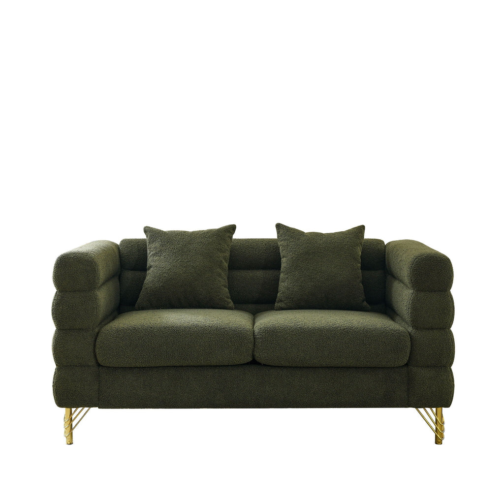 Oversized 2 Seater Sectional Sofa with Deep Seating and 2 Pillows - Dark Green or Beige