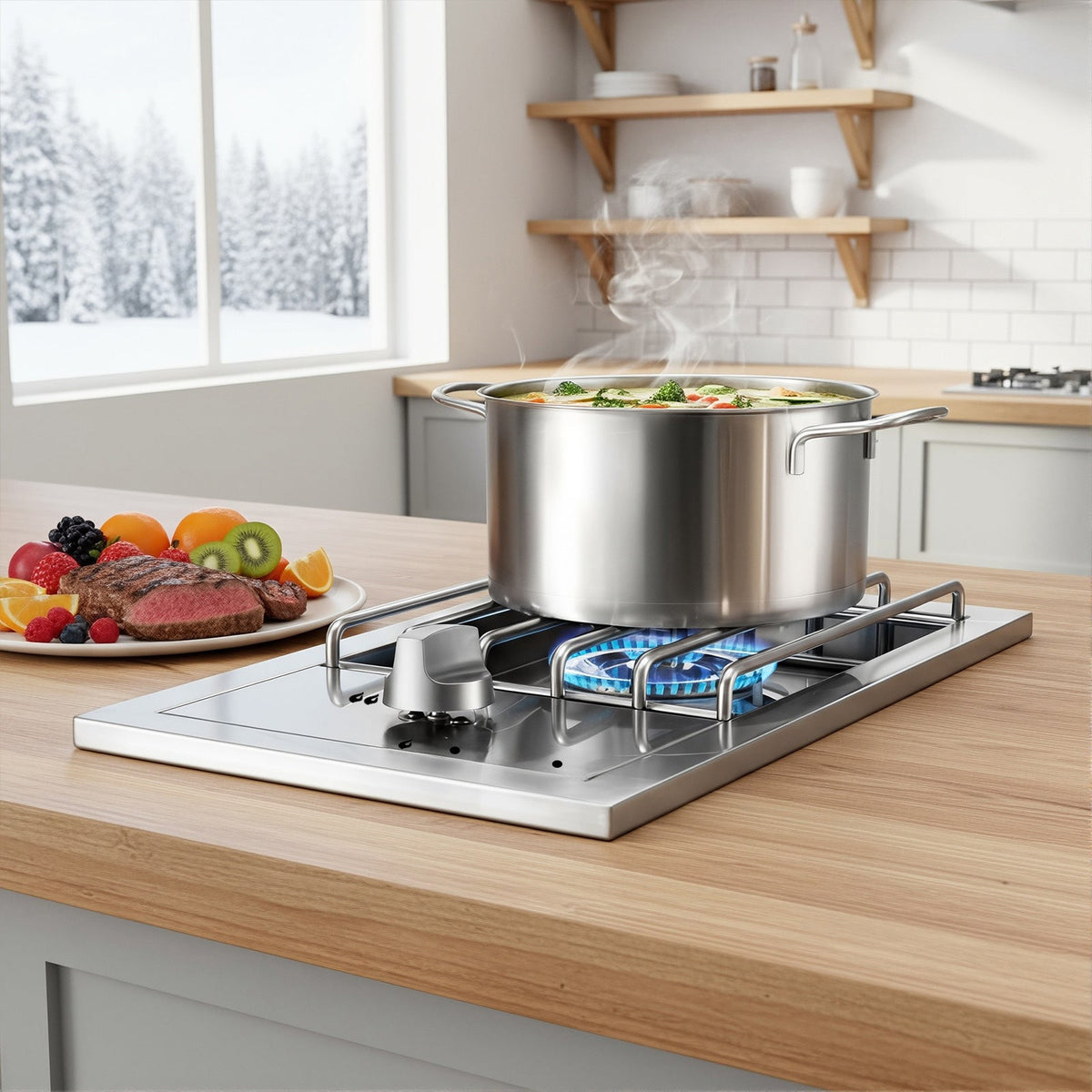 Single Grilling Side Burner with 15,000 BTU - Stainless Steel
