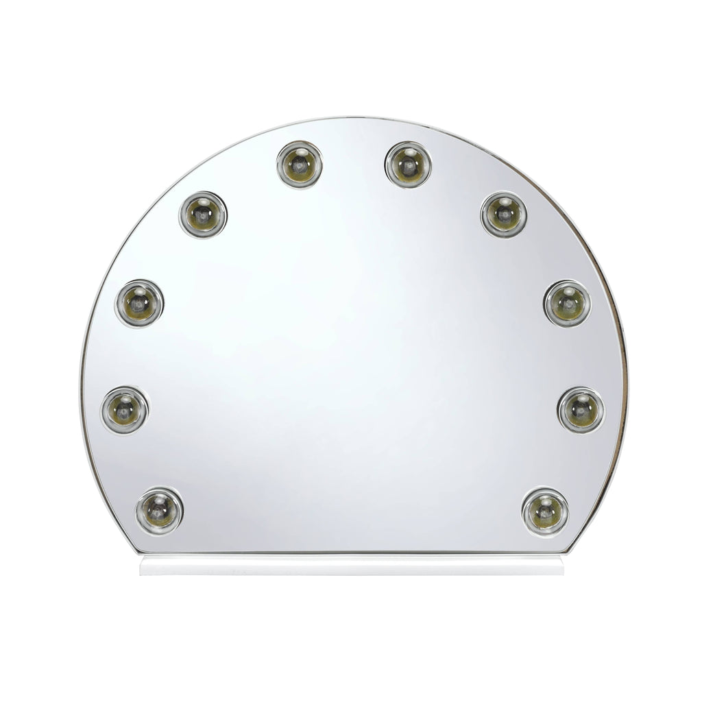 Hollywood Vanity Mirror with Contemporary Metal, Wood & Mirror Construction - White