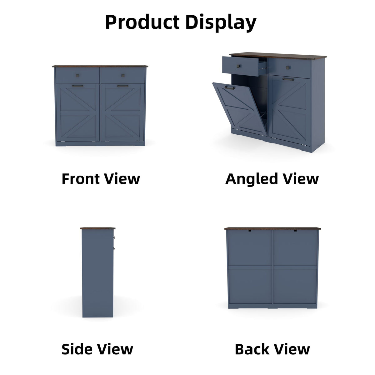 Double Tilt Out Trash Cabinet with Hideaway Drawer - Barn Door Style