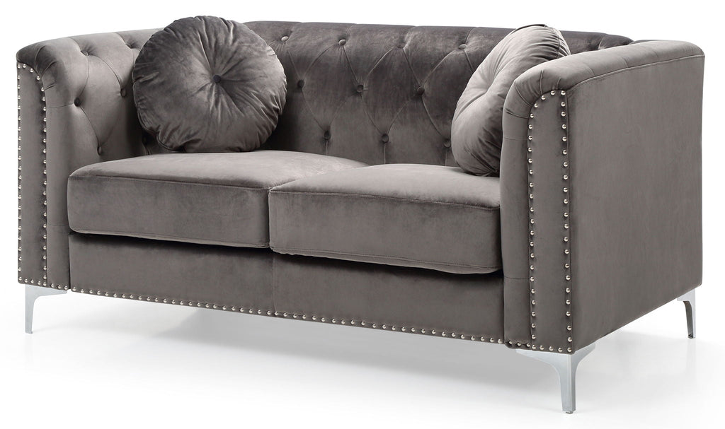 Stylish Sloped Arm Loveseat with MicroSuede Cover - Blue, Dark Gray, Red, Black