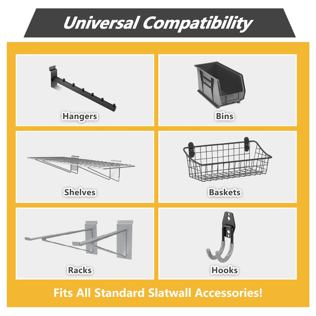 Heavy Duty PVC Slatwall Garage Organizer with 75 lb Capacity - Grey