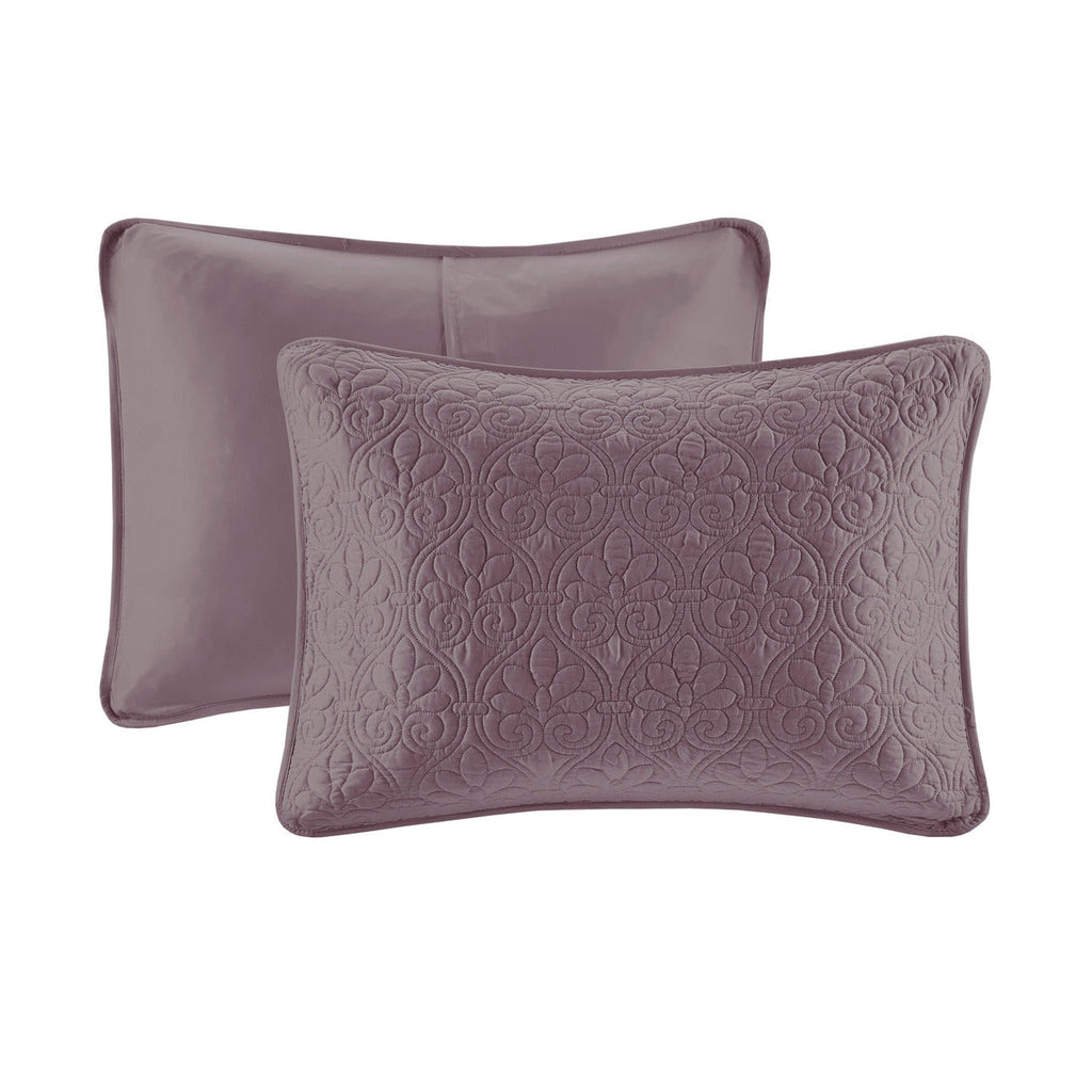 Reversible Quilt Set with Classic Stitch Pattern – Purple
