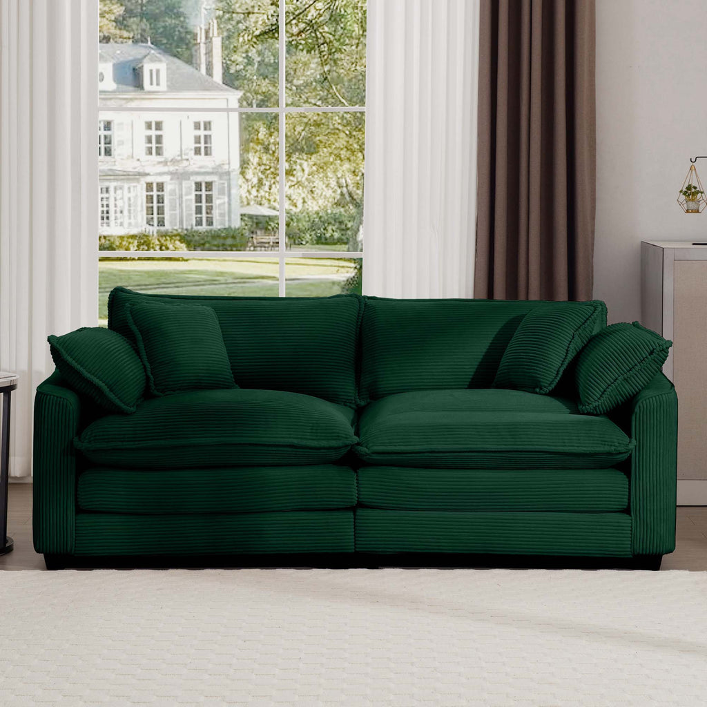 Modern Upholstered Deep Seating Loveseat with 4 Pillows - Multiple Colors