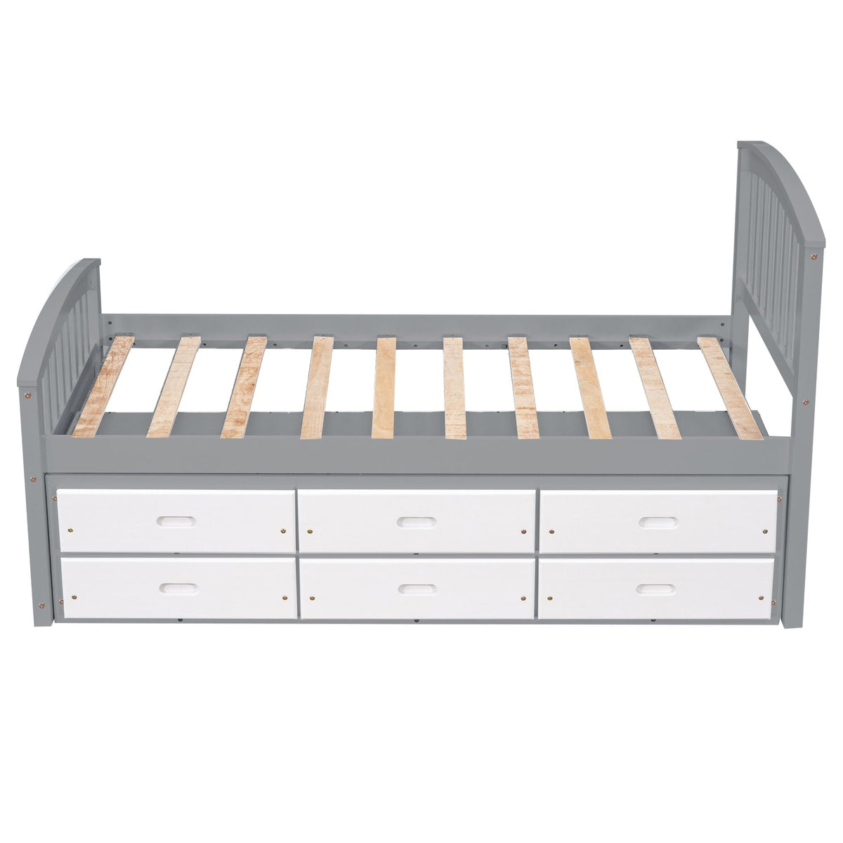Solid Wood Twin Storage Bed with 6 Drawers - Multiple Colors