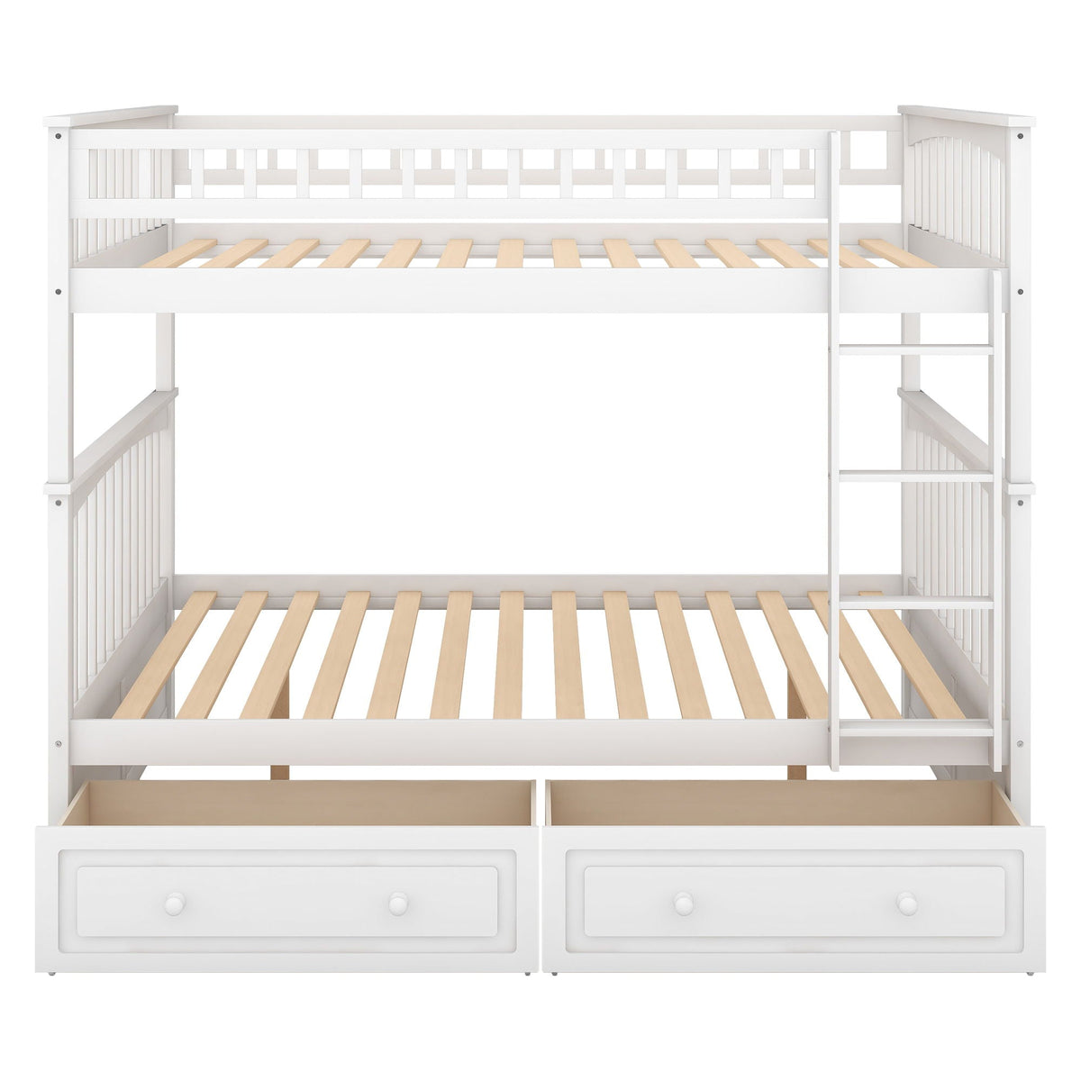 Convertible Bunk Bed With Drawers - Solid Wood with Storage - White, Dark Brown or Dark Gray
