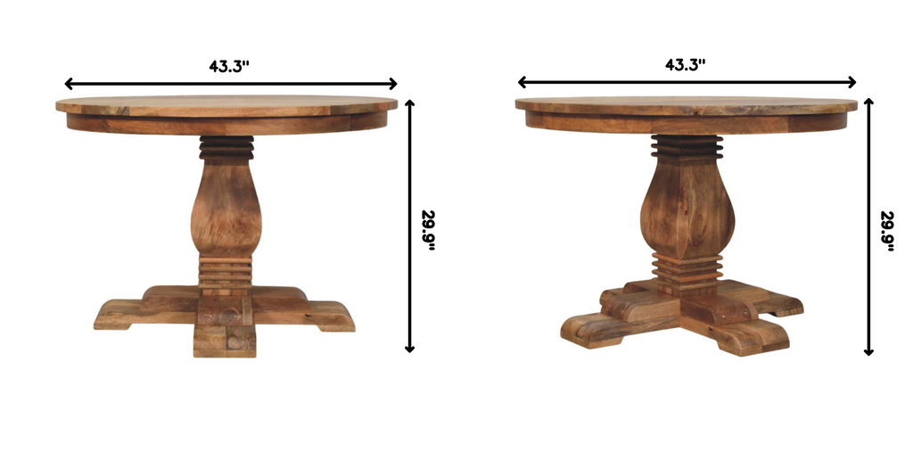 Solid Wood Valentina Round Dining Table with Pedestal Base - Natural