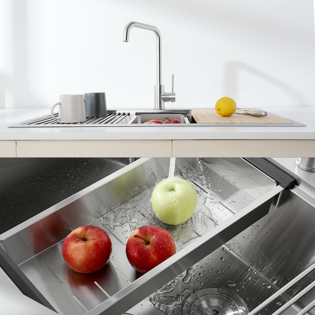 Stainless Steel Kitchen Sink with Overmount Installation - Brushed Finish