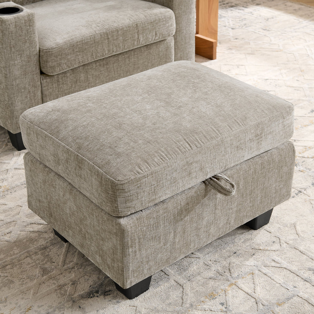 Single Sofa Recliner with Adjustable Backrest and USB Port - Brown