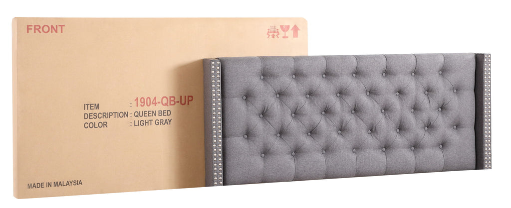 Nailhead Upholstered Bed with Deep Tufting - Dark Gray or Black