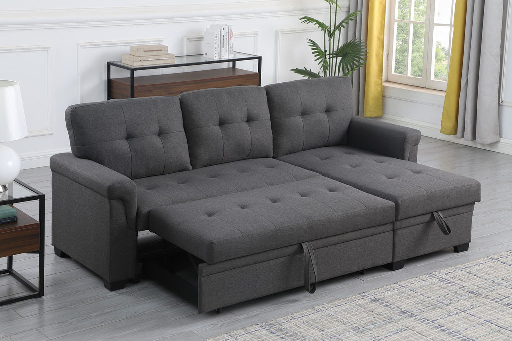 Lucca Reversible Sleeper Sectional Sofa With Storage Chaise