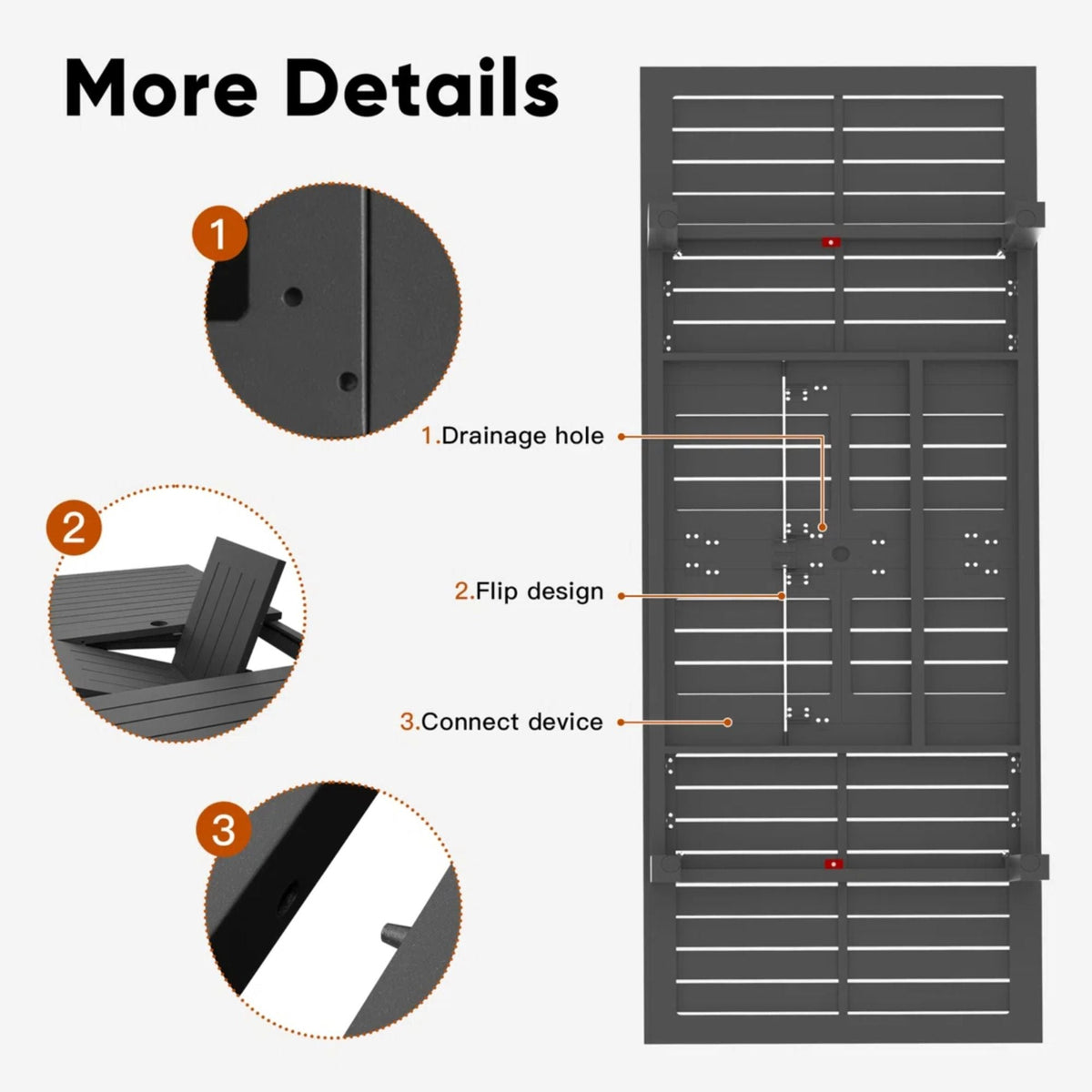 Extendable Outdoor Dining Table with Slatted Top - Gray
