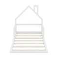 Floor Bed With House Shaped Headboard - Twin Size, Solid Pine - White or Light Brown