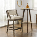 Farmhouse Counter Height Bar Stool with Backrest - Beige