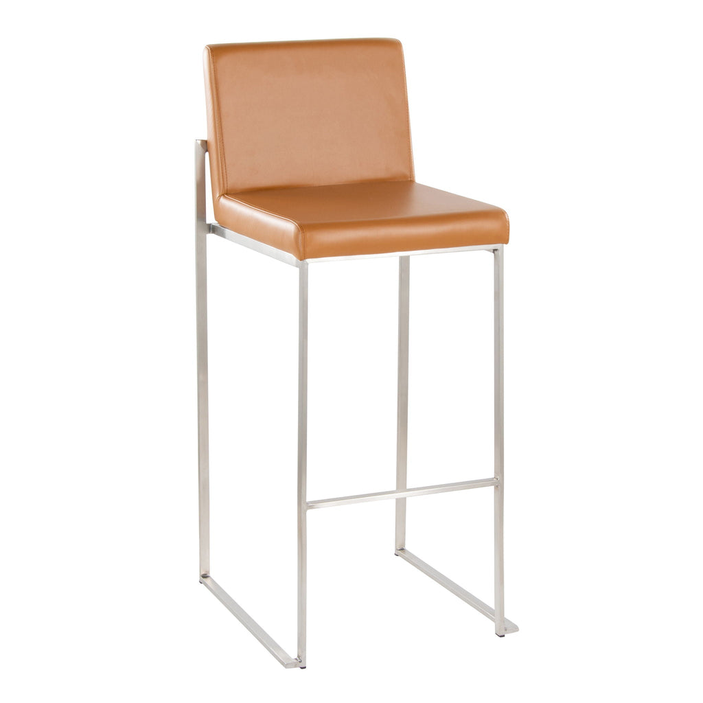 Contemporary High Back Barstool Set with Upholstered Seat – Multiple Colors