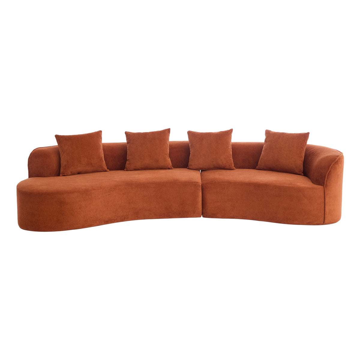 126" Curved Sectional Sofa with Full Foam - Dark Orange