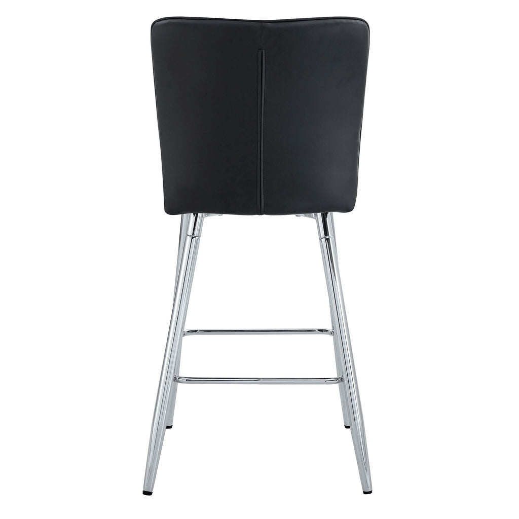 Modern Bar Chair Set with Streamlined Backrest and Metal Legs - Black/Silver