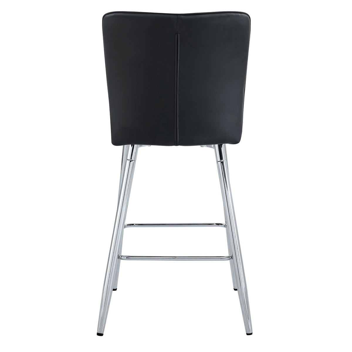 Modern Bar Chair Set with Streamlined Backrest and Metal Legs - Black/Silver