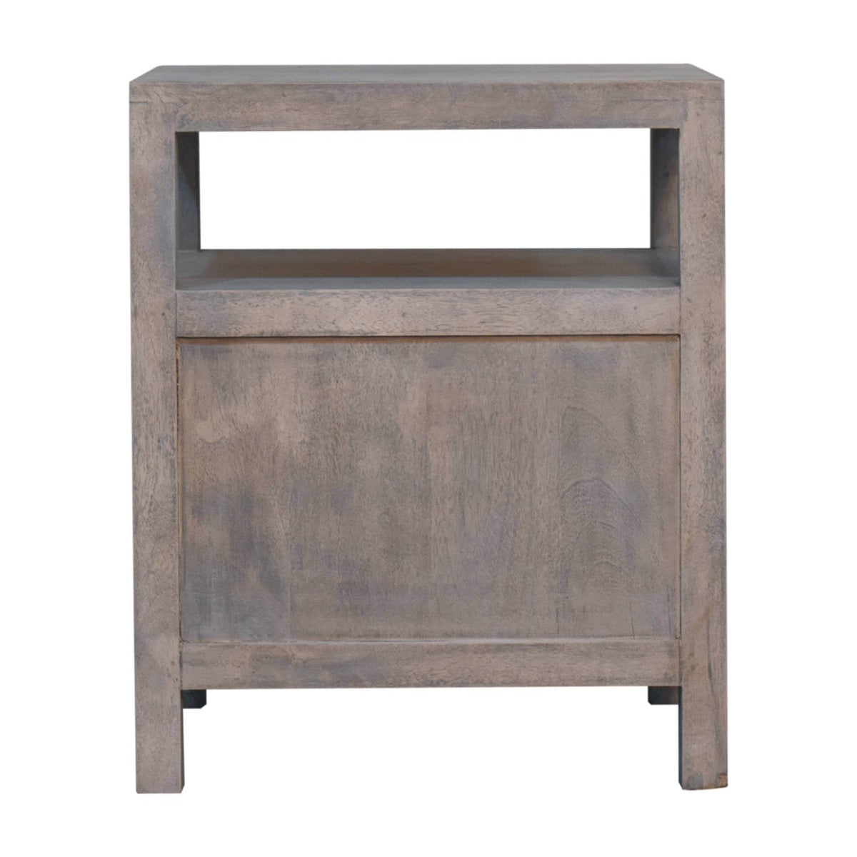 Acid Wash 2-Drawer Open Bedside Table with Open Shelf - Weathered Finish