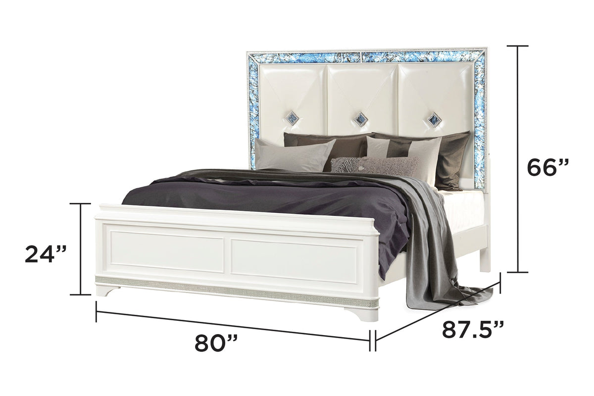 Laguna Modern 5 Piece King Upholstered Bedroom Set with Marble Accents