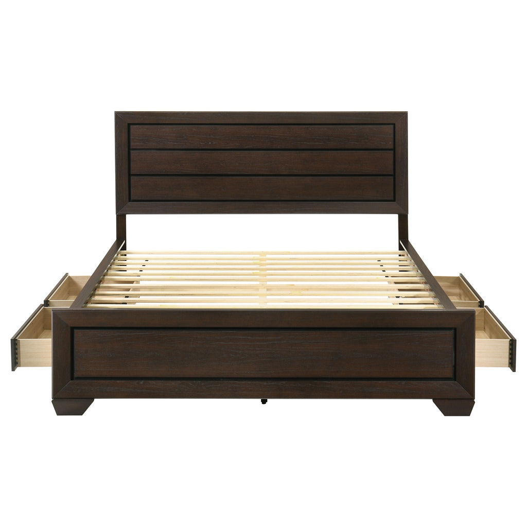 Dark Brown Storage Bed with Side Drawers - Modern Engineered Wood
