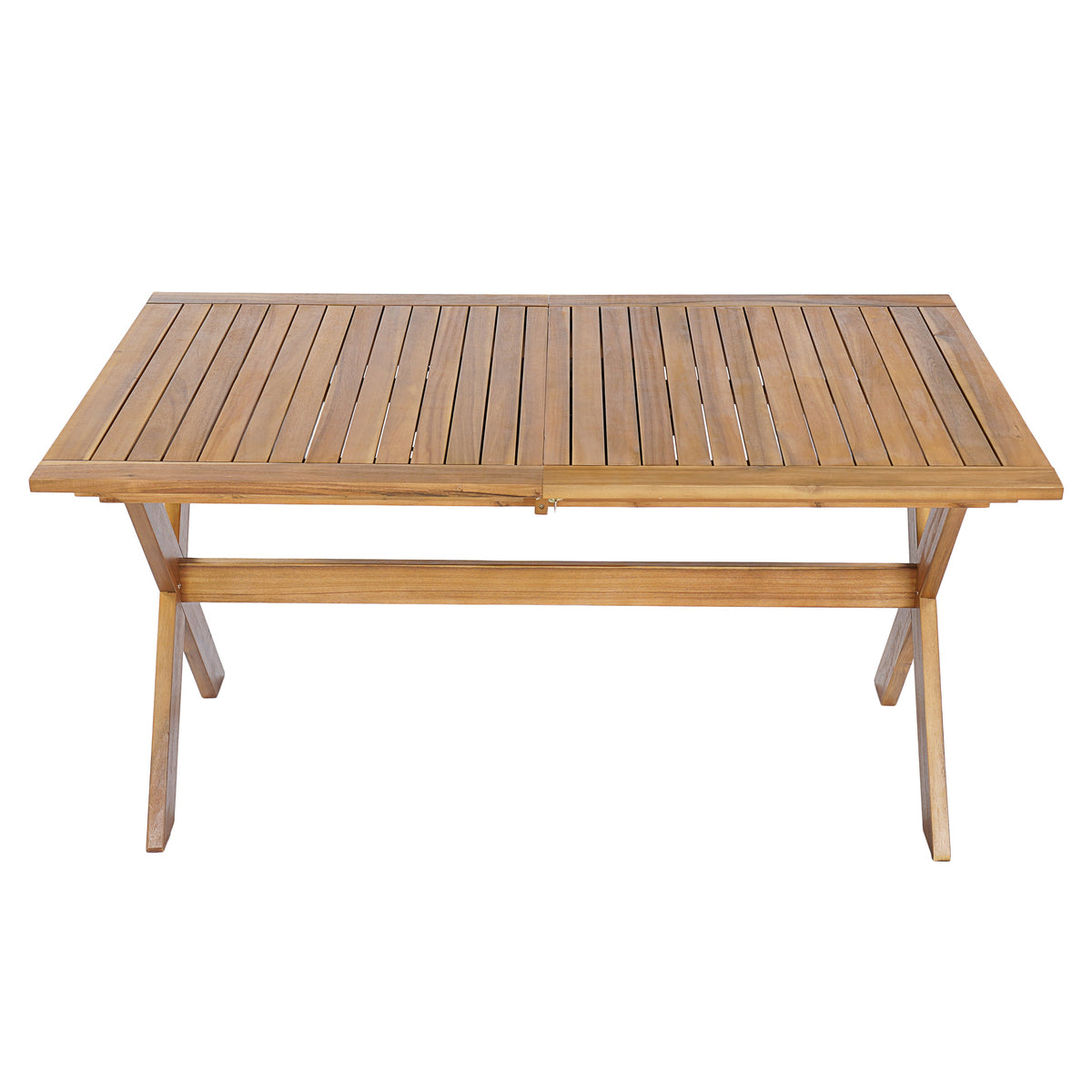 Acacia Wood Telescopic Outdoor Dining Table with Adjustable Length - Teak Finish
