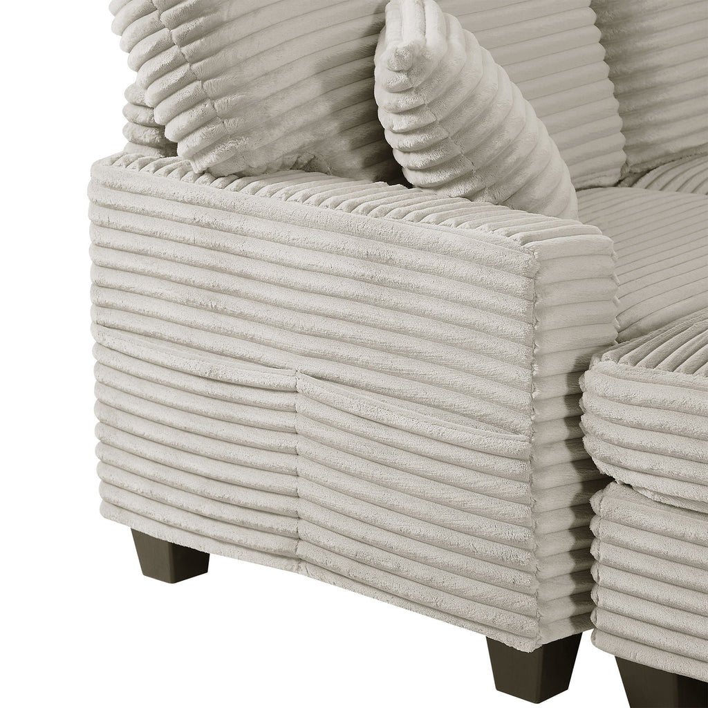 Upholstered U-Shaped Sectional Sofa with Movable Ottoman and Storage Pockets - Multiple Colors