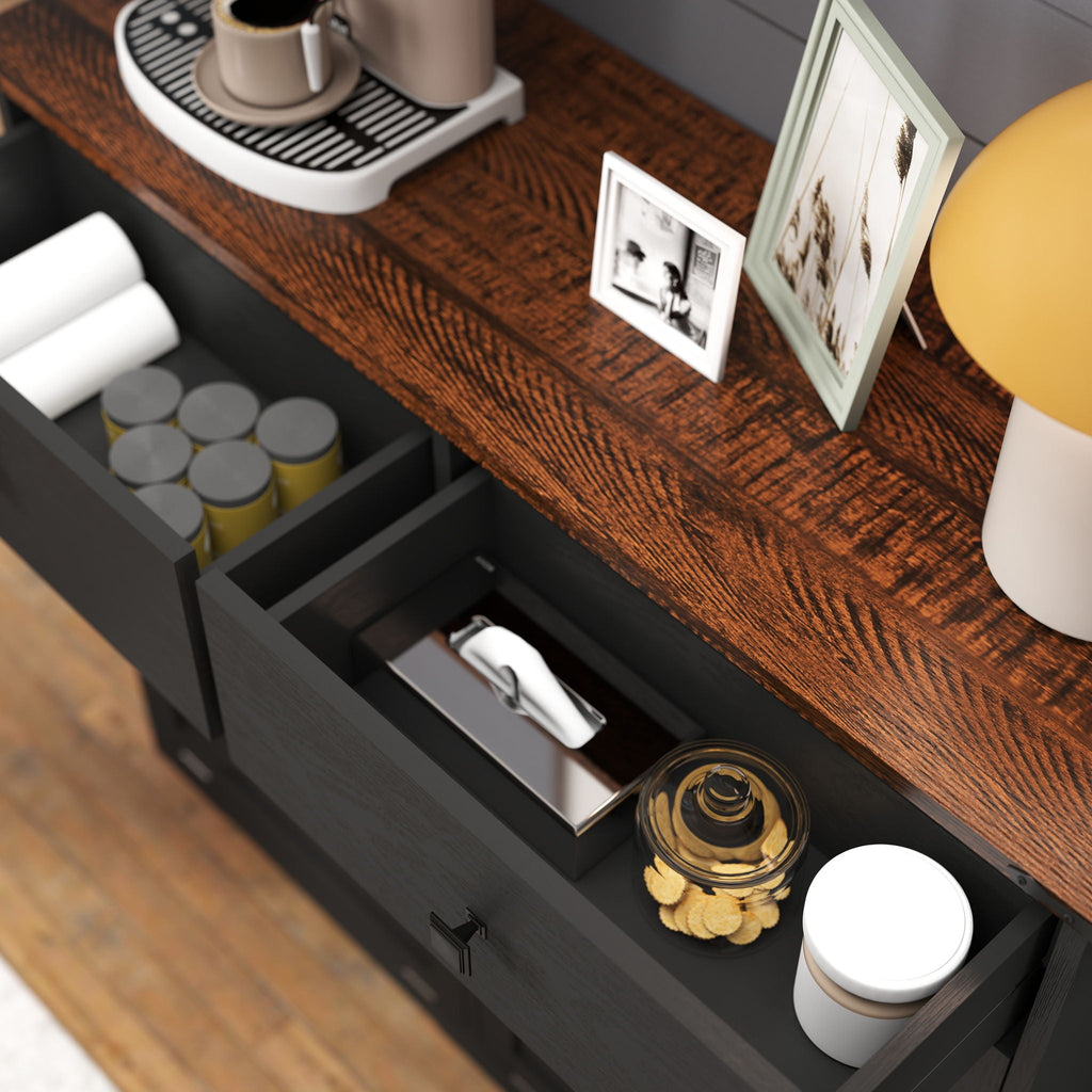 Double Tilt Out Trash Cabinet with Hideaway Drawer - Barn Door Style