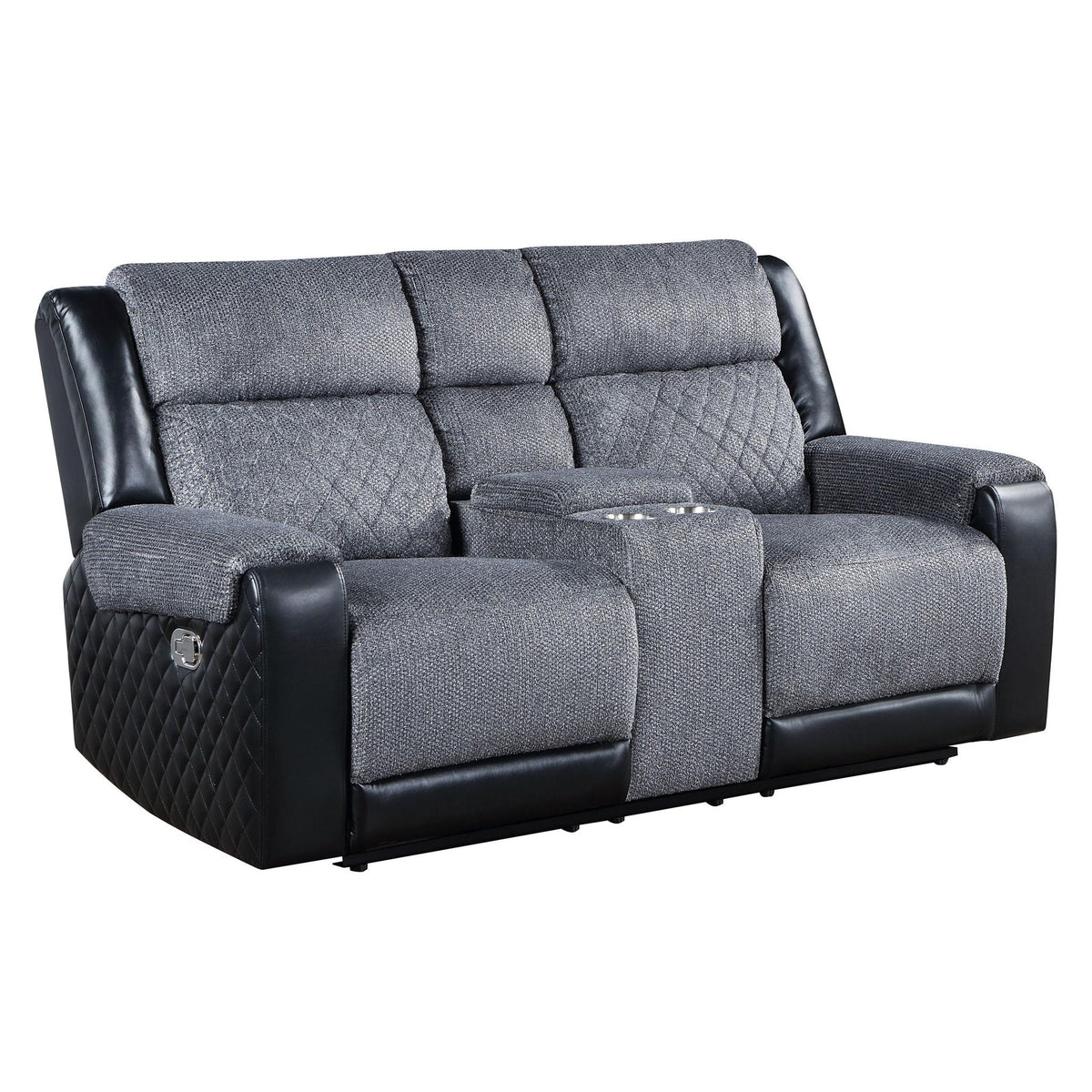 Gray Console Reclining Loveseat with Center Storage - Gray